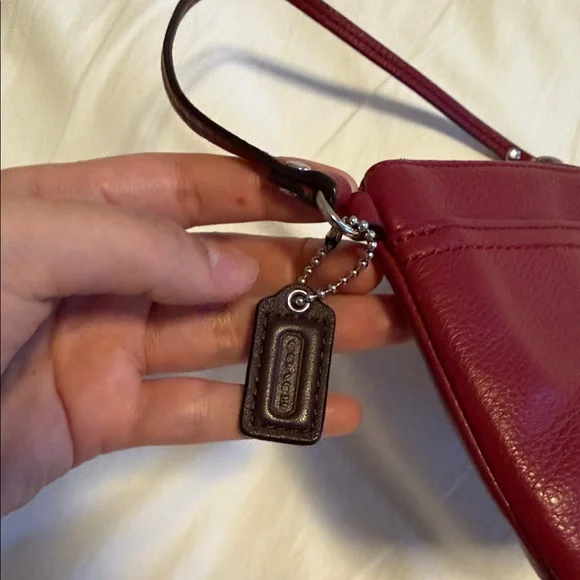 Coach Burgundy Leather Turnlock Wristlet - Picture 8 of 9